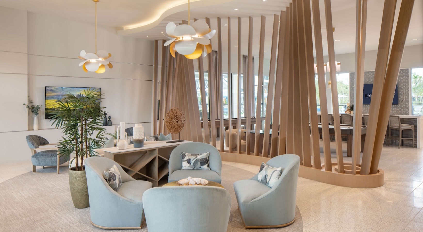 Club Lounge with Multiple Seating Areas and TVs